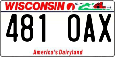 WI license plate 481OAX