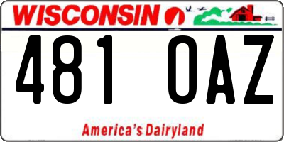 WI license plate 481OAZ