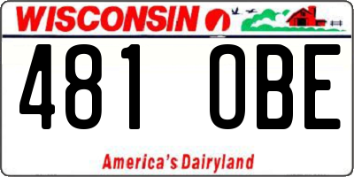 WI license plate 481OBE