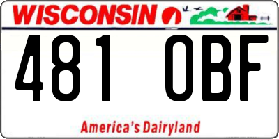 WI license plate 481OBF