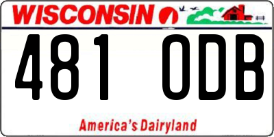 WI license plate 481ODB