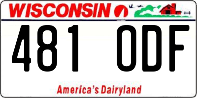 WI license plate 481ODF