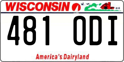 WI license plate 481ODI