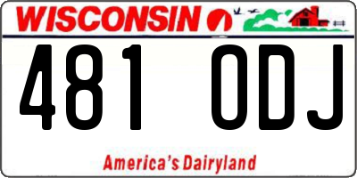WI license plate 481ODJ