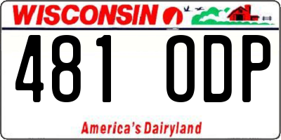 WI license plate 481ODP
