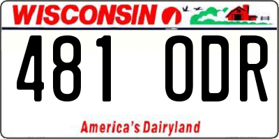 WI license plate 481ODR