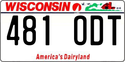 WI license plate 481ODT