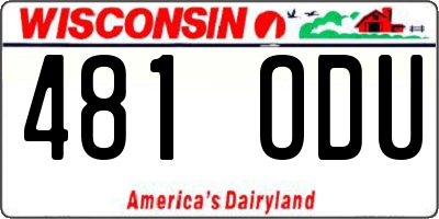 WI license plate 481ODU