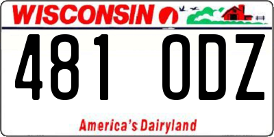WI license plate 481ODZ