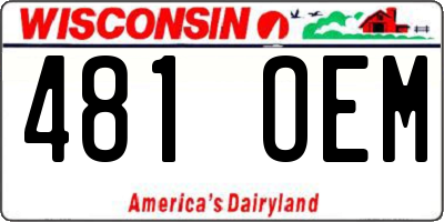 WI license plate 481OEM