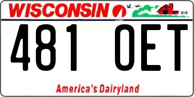 WI license plate 481OET