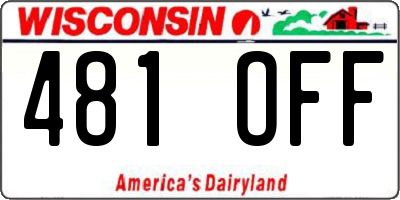 WI license plate 481OFF