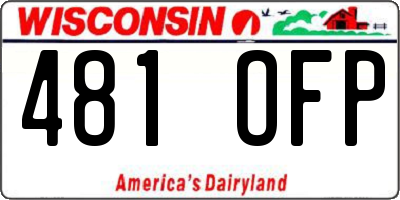 WI license plate 481OFP