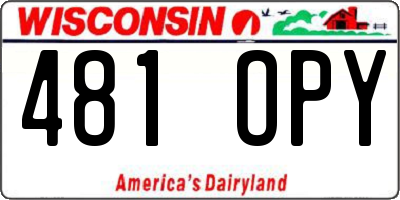 WI license plate 481OPY
