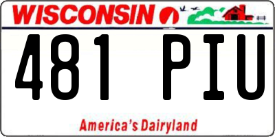 WI license plate 481PIU