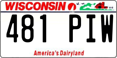 WI license plate 481PIW