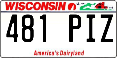 WI license plate 481PIZ