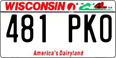 WI license plate 481PKO