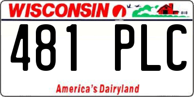 WI license plate 481PLC
