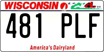 WI license plate 481PLF