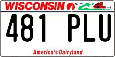 WI license plate 481PLU