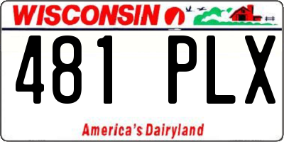 WI license plate 481PLX