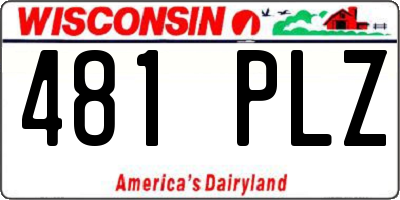 WI license plate 481PLZ