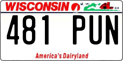 WI license plate 481PUN