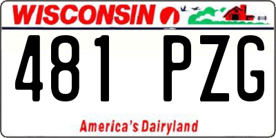 WI license plate 481PZG