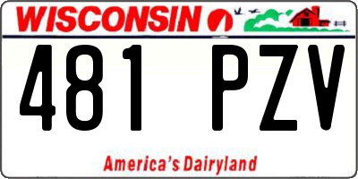 WI license plate 481PZV
