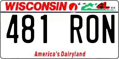 WI license plate 481RON