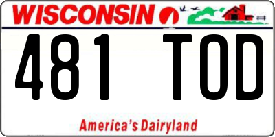 WI license plate 481TOD