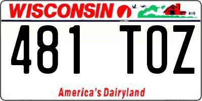 WI license plate 481TOZ