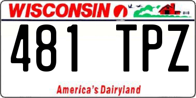 WI license plate 481TPZ
