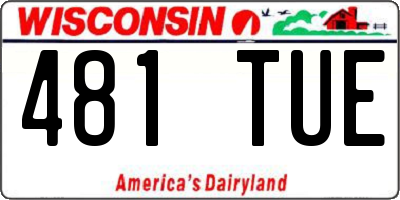 WI license plate 481TUE