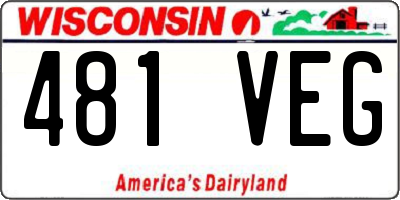 WI license plate 481VEG