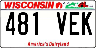 WI license plate 481VEK