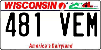 WI license plate 481VEM