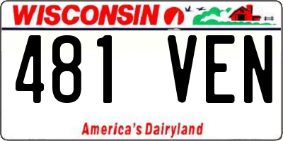 WI license plate 481VEN