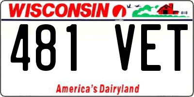 WI license plate 481VET