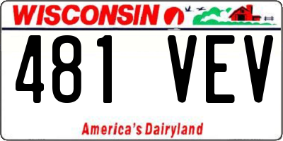 WI license plate 481VEV