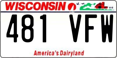 WI license plate 481VFW