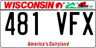 WI license plate 481VFX