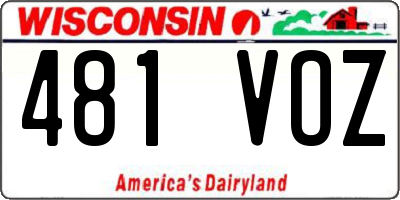 WI license plate 481VOZ