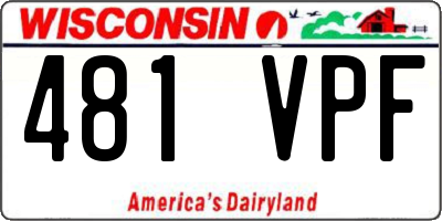 WI license plate 481VPF