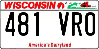 WI license plate 481VRO