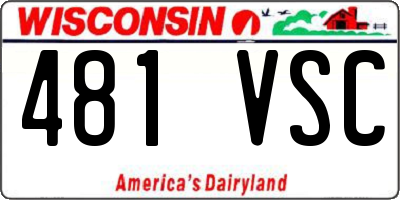 WI license plate 481VSC