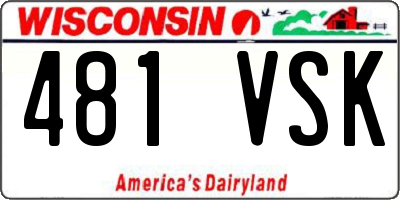 WI license plate 481VSK