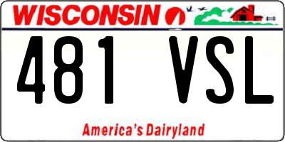 WI license plate 481VSL