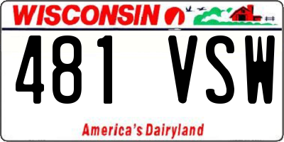 WI license plate 481VSW